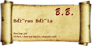 Béres Béla névjegykártya